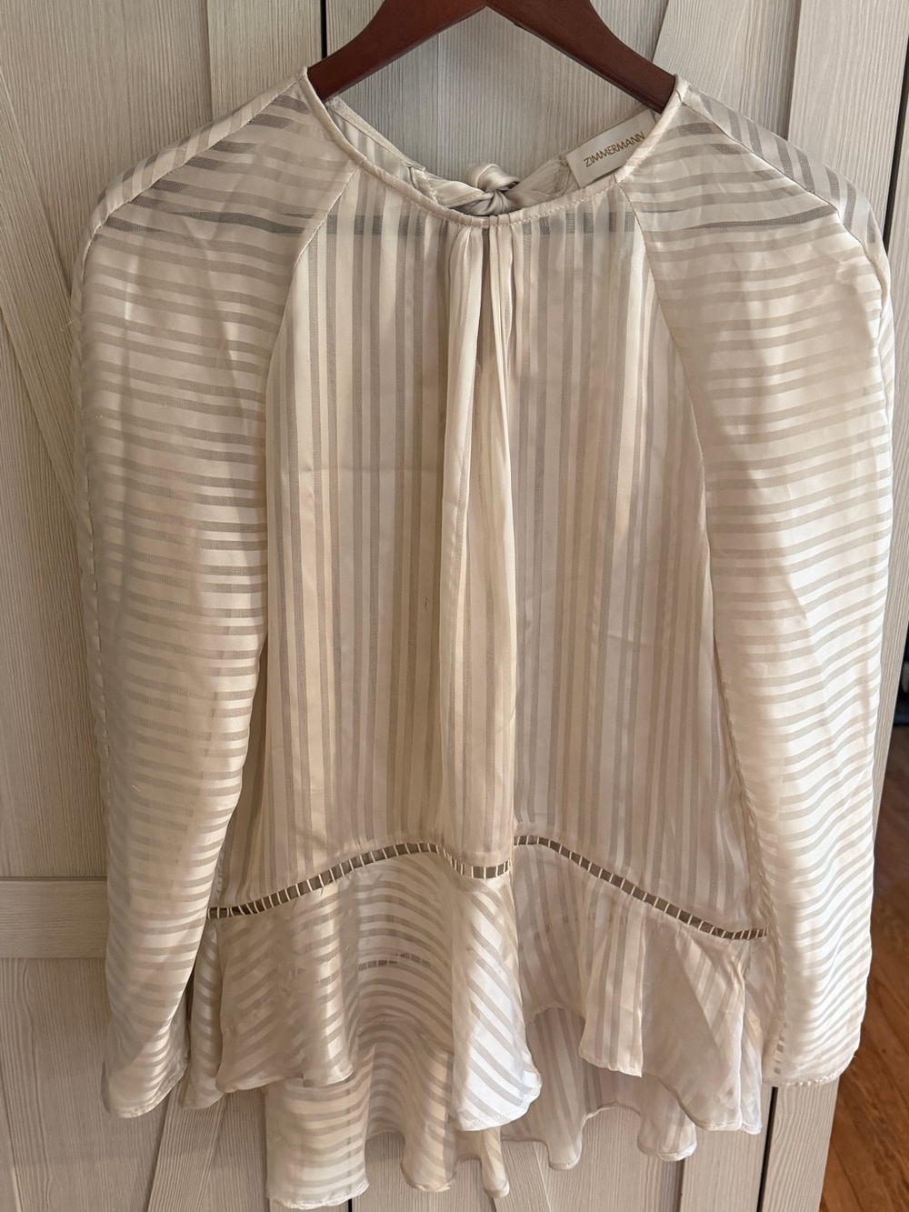 ZIMMERMAN Striped Ruffle Hem Blouse